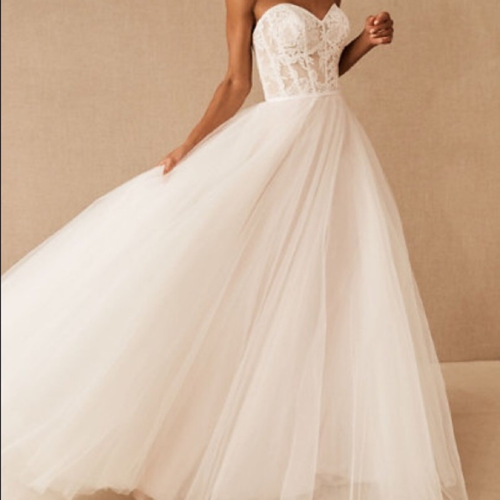 Wtoo by Watters Clarinda Strapless Lace Gown